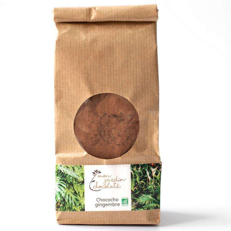 sachet kraft rempli de préparation pour chocolat chaud