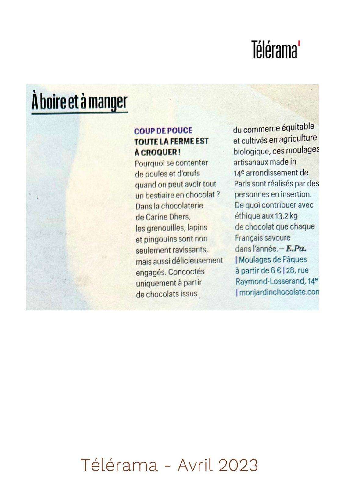 Photo article Télérama avril 2023