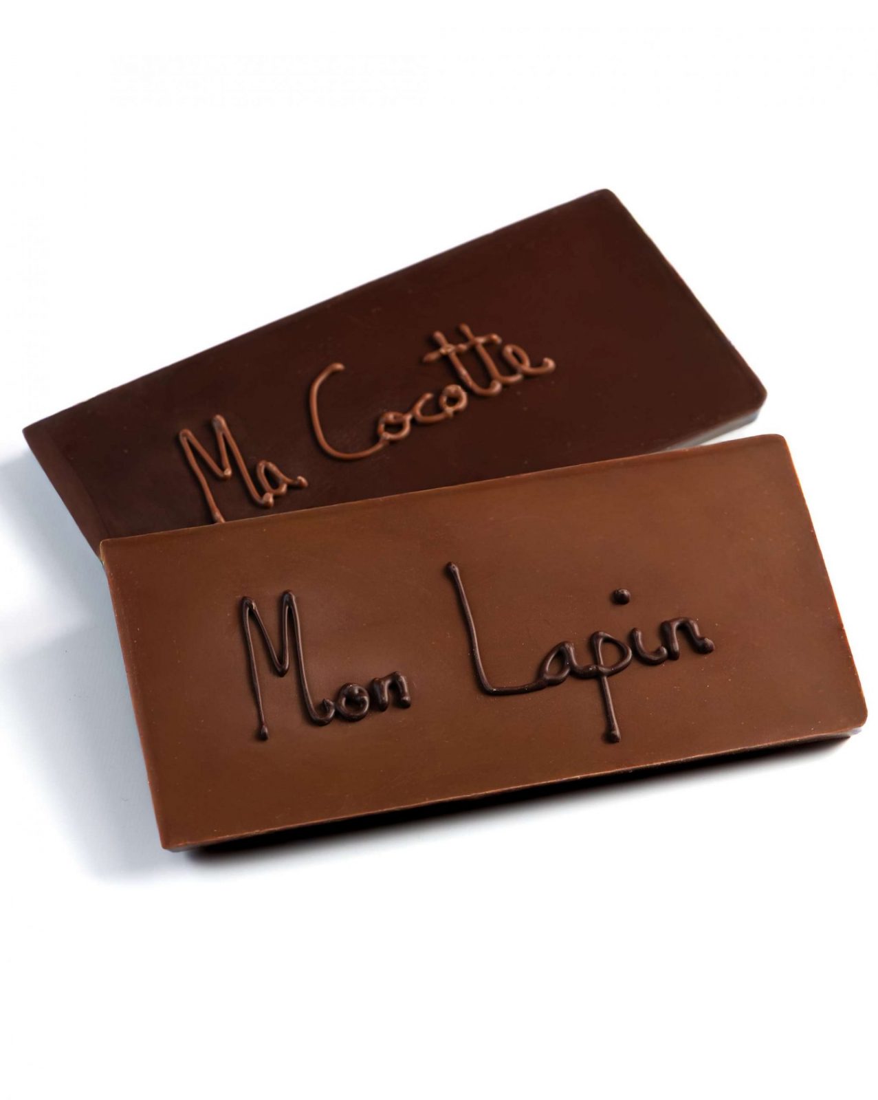 Tablettes au chocolat a message Ma cocotte Mon lapin